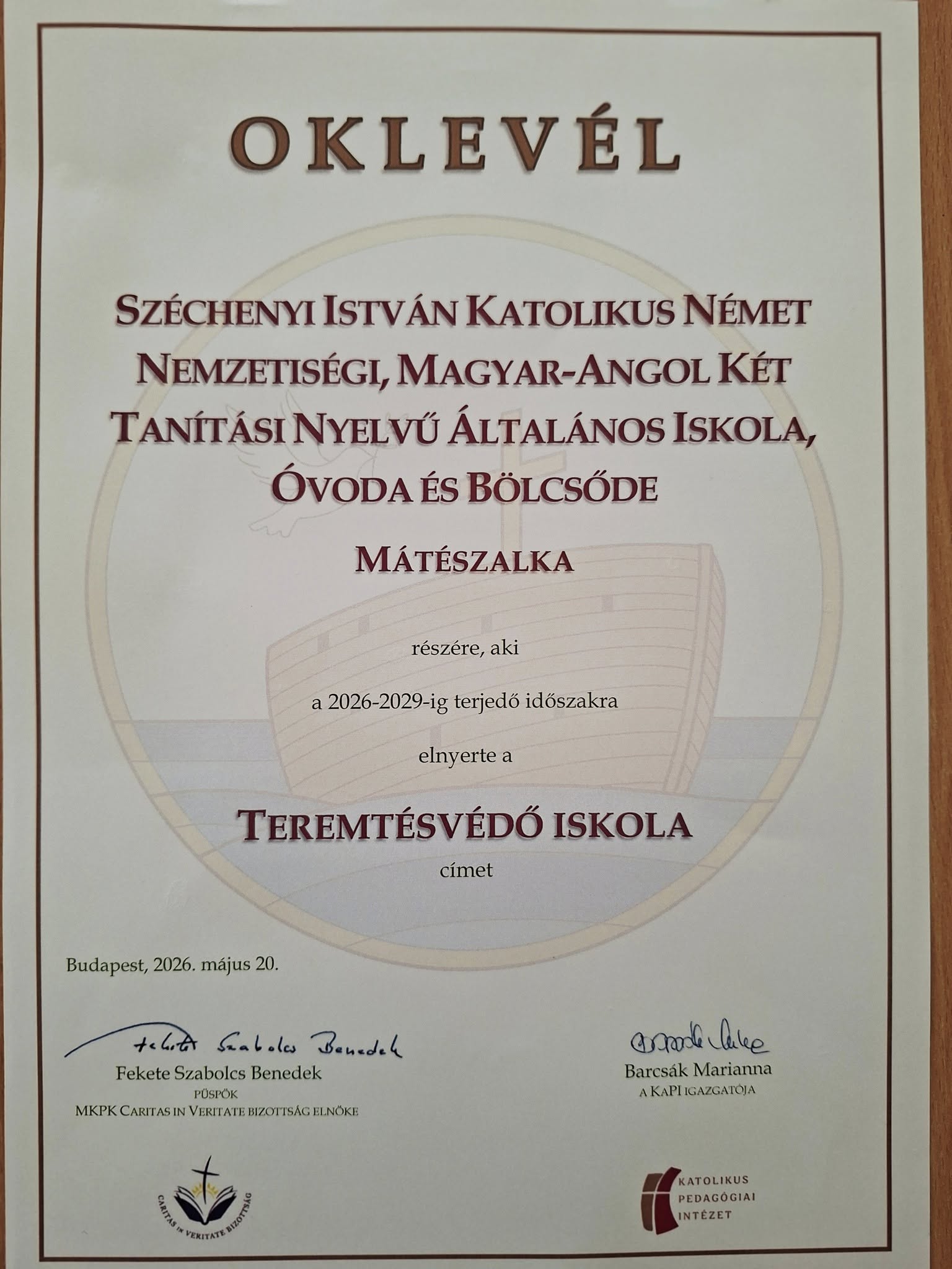 Iskolánk Teremtésvédő Iskola lett